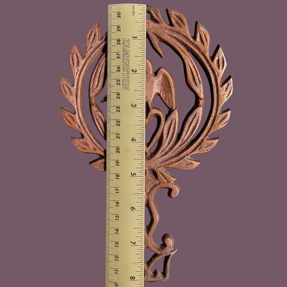 Vintage 1949 Copper Plated JZH "Eagle & Heart" Cast Iron Trivet - Picture 5 of 5